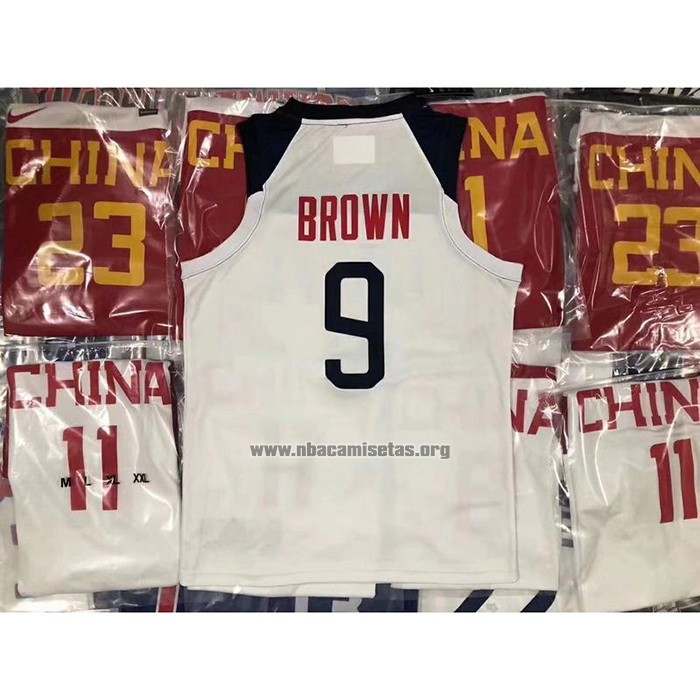 Camiseta USA Jaylen Brown 2019 FIBA Basketball World Cup Blanco